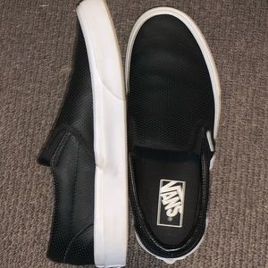 Black leather Slip On Vans